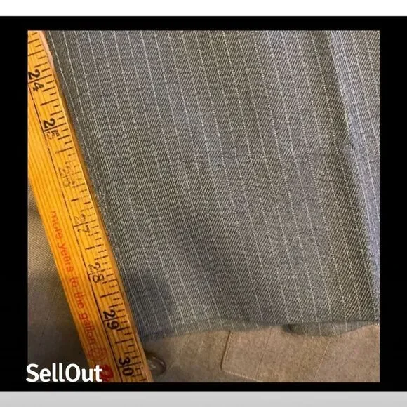 Men's Gray Pinstripe 2 Piece Suit Size 46 Classic Fit Formal Double Breasted